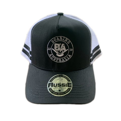 LOW PROFILE TRUCKERS HAT - BLACK AND WHITE NEW LOGO