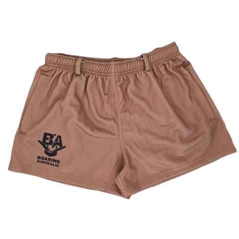 BULLDUST FOOTY SHORTS BELT LOOPS AND ZIP POCKETS