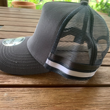 LOW PROFILE TRUCKERS HAT round logo- Charcoal 2 stripes
