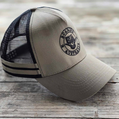 LOW PROFILE TRUCKERS CAP round logo- STRAW BROWN